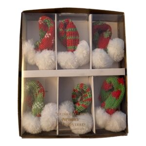 Festive Knit Santa Hat Wine Charms